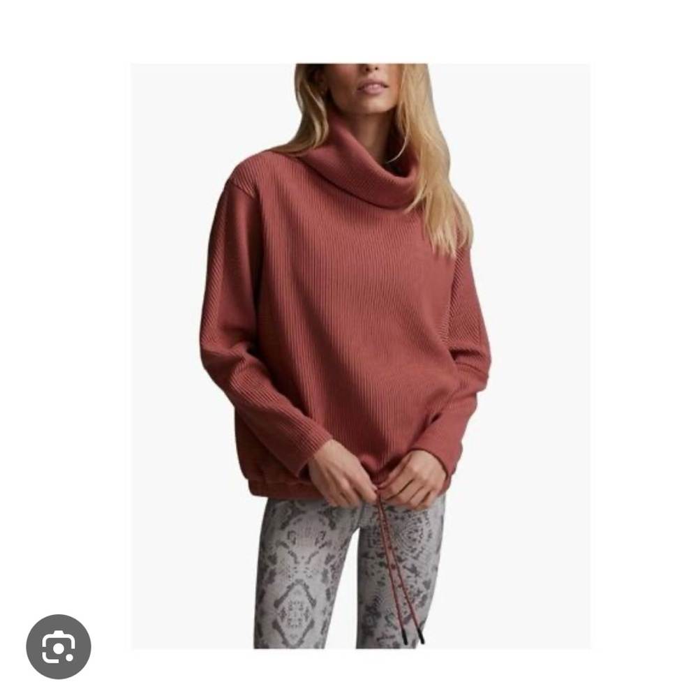 Varley Ribbed Turtleneck Sweatshirt in Rust - Picture 2 of 7